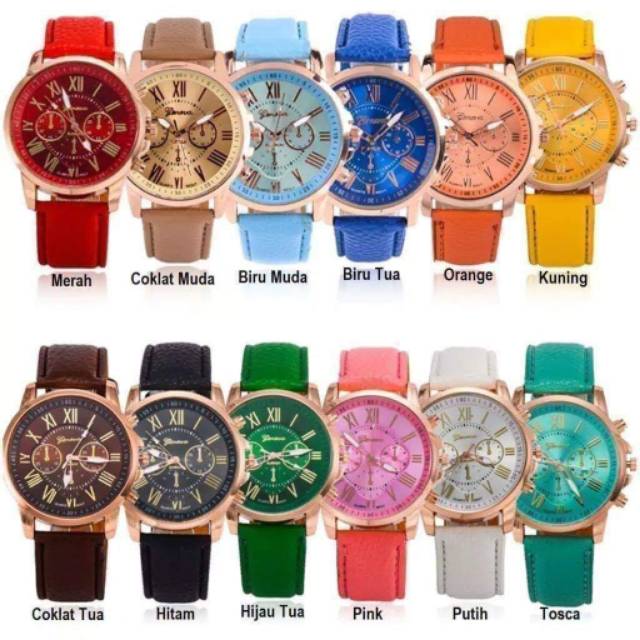 Jam tangan wanita Geneva jam fashion warna warni murah by zellshop