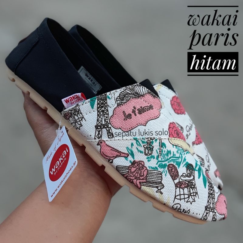 [ Size 36-43 ] Sepatu wakai label vietnam pria dan wanita terlengkap-Paris hitam