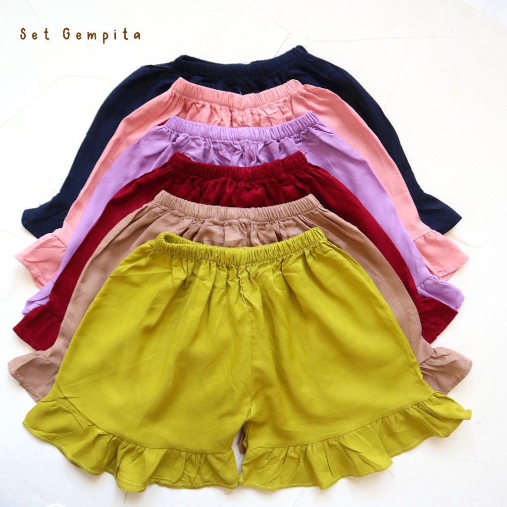 PROMO 7.7 Setelan Gempita Ruffle 1 - 5 Tahun Smilee Setelan Ruffle Gempita Rayon Anak Lucu Adem