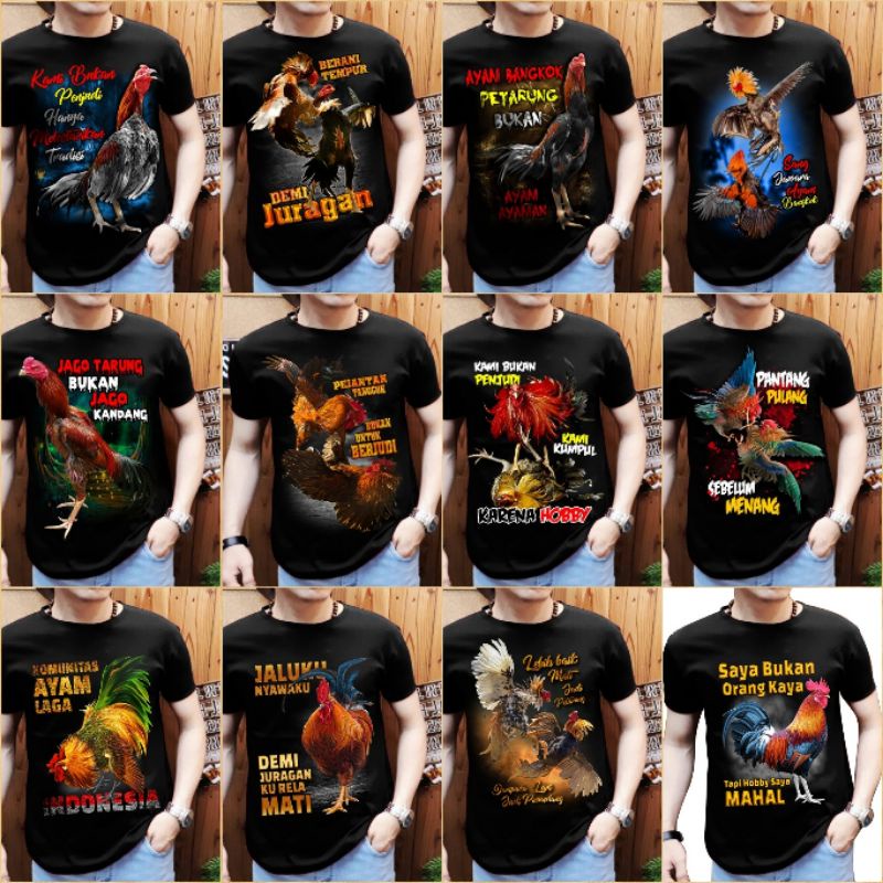 Kaos ayam bangkok keren motif terbaru ayam jago bangkok