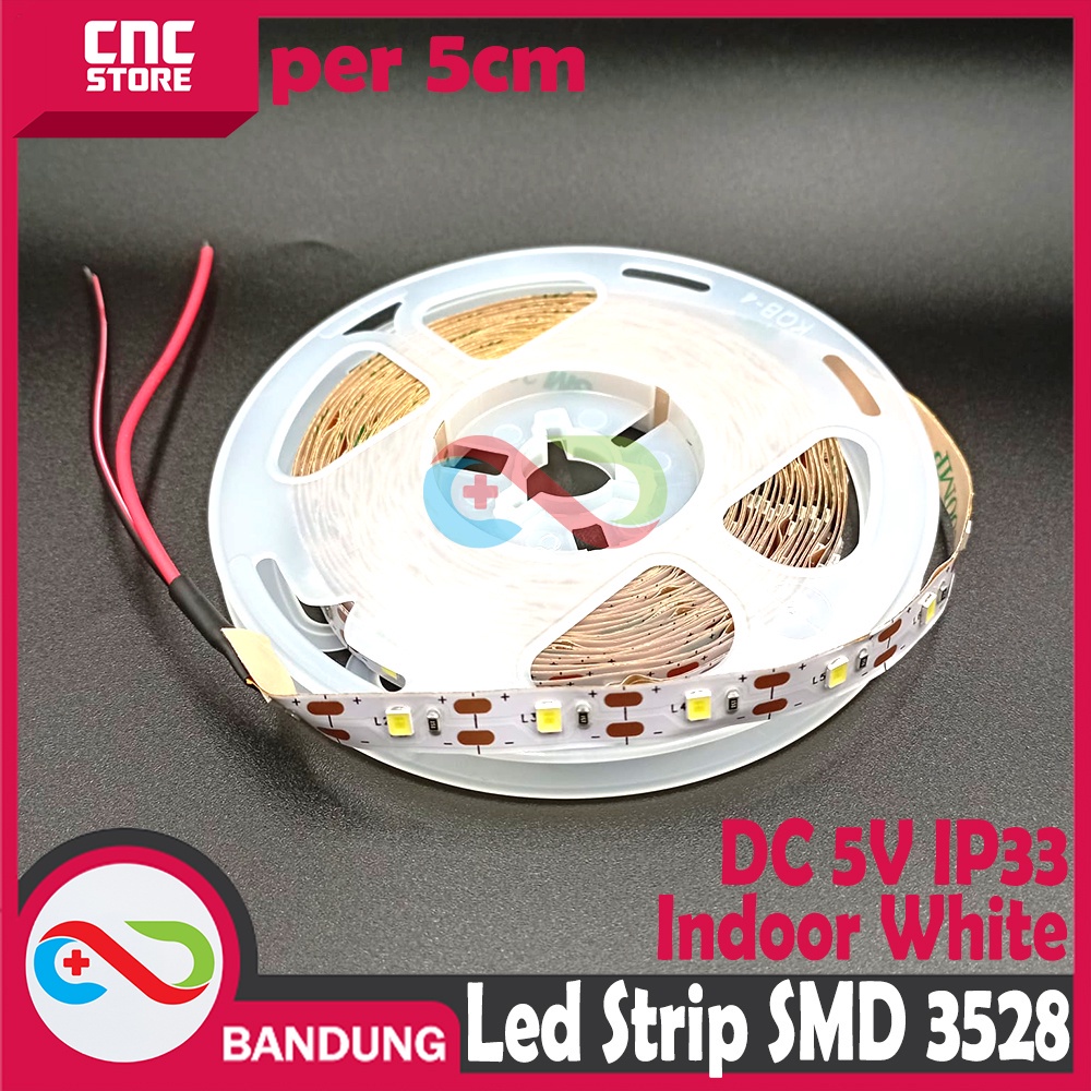 LED STRIP SMD 3528 SINGLE COLOUR DC 5V IP33 INDOOR PUTIH WHITE PER 5CM