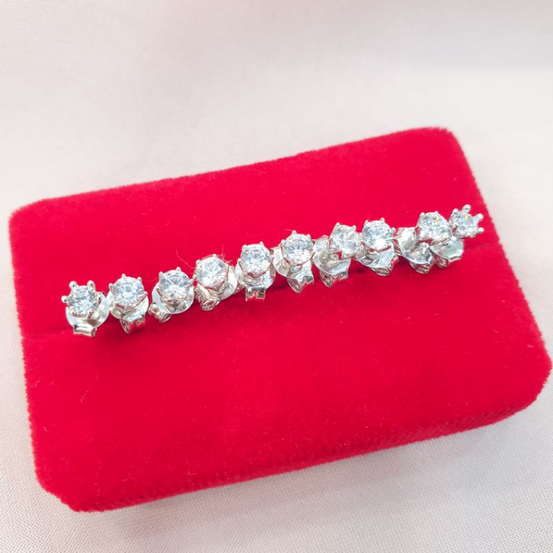 Anting giwang tusuk emas putih model pmt emas asli kadar 375 8K