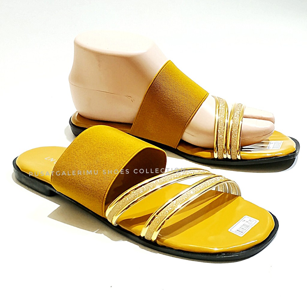 Sandal Wanita flat Tanpa Heels Anti Slip Tali Karet