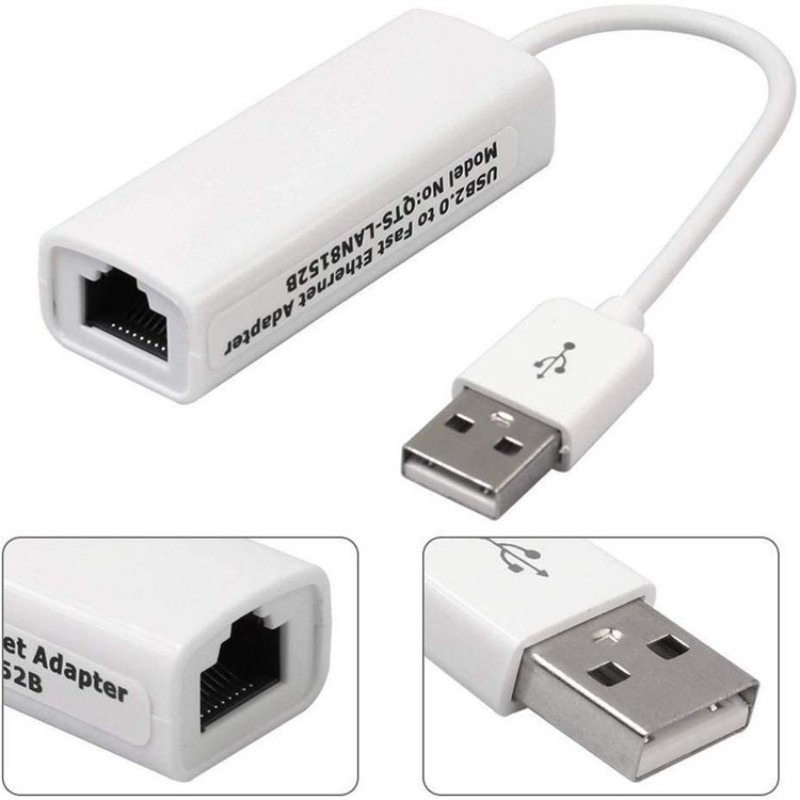 Adapter Kartu Jaringan Lan Ethernet Usb 2.0 Ke Rj45 10mbps Untuk Windows7,8,10,Xp Pc / Laptop