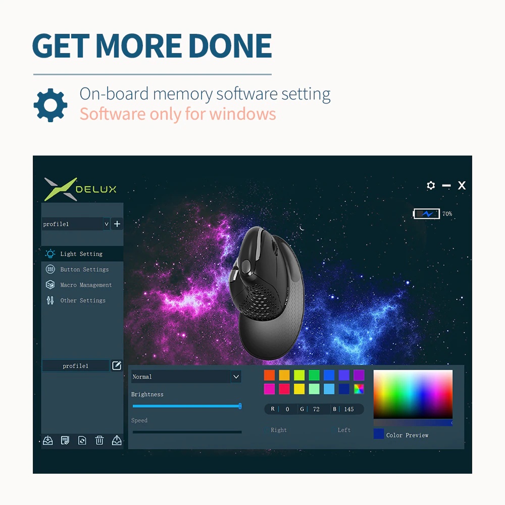 Delux Seeker M618XSD Wireless Bluetooth Vertical Ergo Mouse MX Killer