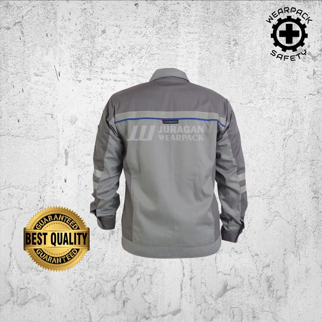 Wearpack Safety Semi Jaket / Wearpack Kerja Atasan Warna Abu Muda Kombinasi Abu Tua