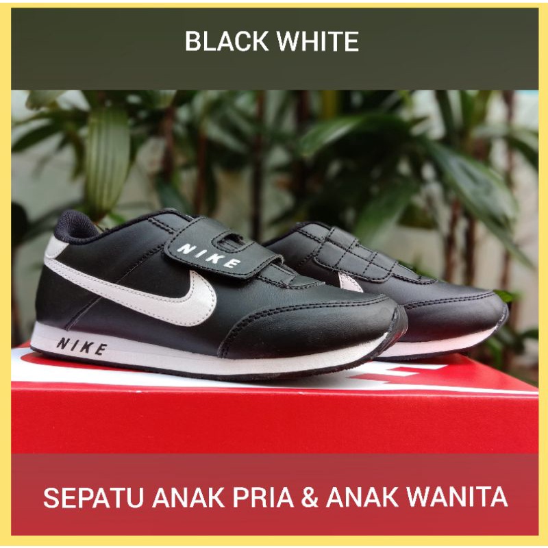 SEPATU ANAK COWOK CEWEK / SEPATU SEKOLAH ANAK HITAM TANPA TALI / SEPATU KASUAL DAN OLAHRAGA ANAK PROMO