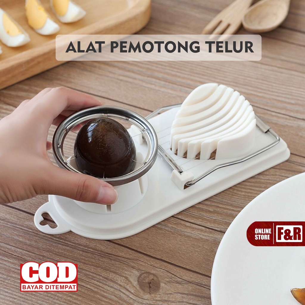 Alat Pemotong Telur Rebus Multifungsi 2 in 1 Pengiris Telor 2 in1 Bahan Plastik Egg Slicer &amp; Cutter