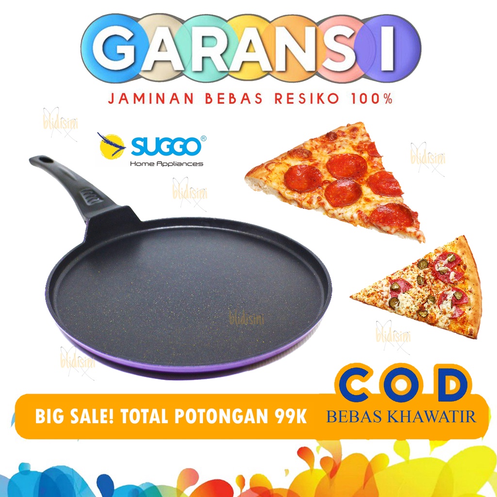 SUGGO Round Grill Pan - Teflon Pizza Anti Lengket 30 Cm Alat Pemanggang Serbaguna Bbq Crepes - Pangg