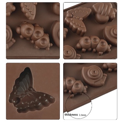 Cetakan Silikon Coklat Bentuk Serangga 8 Lubang Cetakan Kue Coklat Pudding Es Bentuk Lucu Unik Cetakan Karakter Hewan