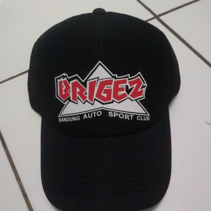 TOPI PRIA JARING LOGO BRIGEZ PUTIH/ TOPI PRIA