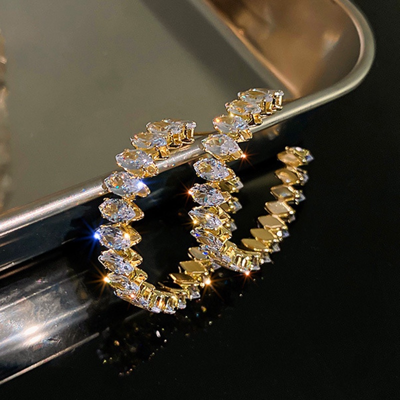 Anting Tusuk Silver 925 Bentuk C Hias Zircon Hijau Untuk Wanita