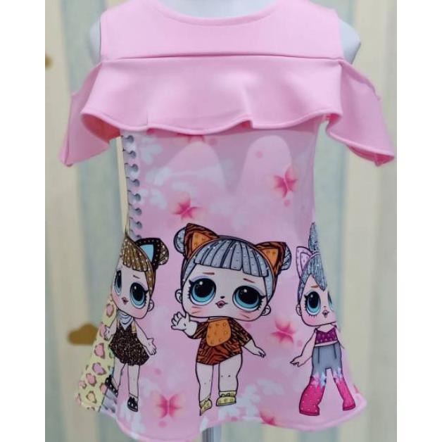 GROSIR 3pcs Dress Scuba Sabrina/SCUBA GOSYEN/Dress Sabrina/Dress Scuba Motif/Dress Anak