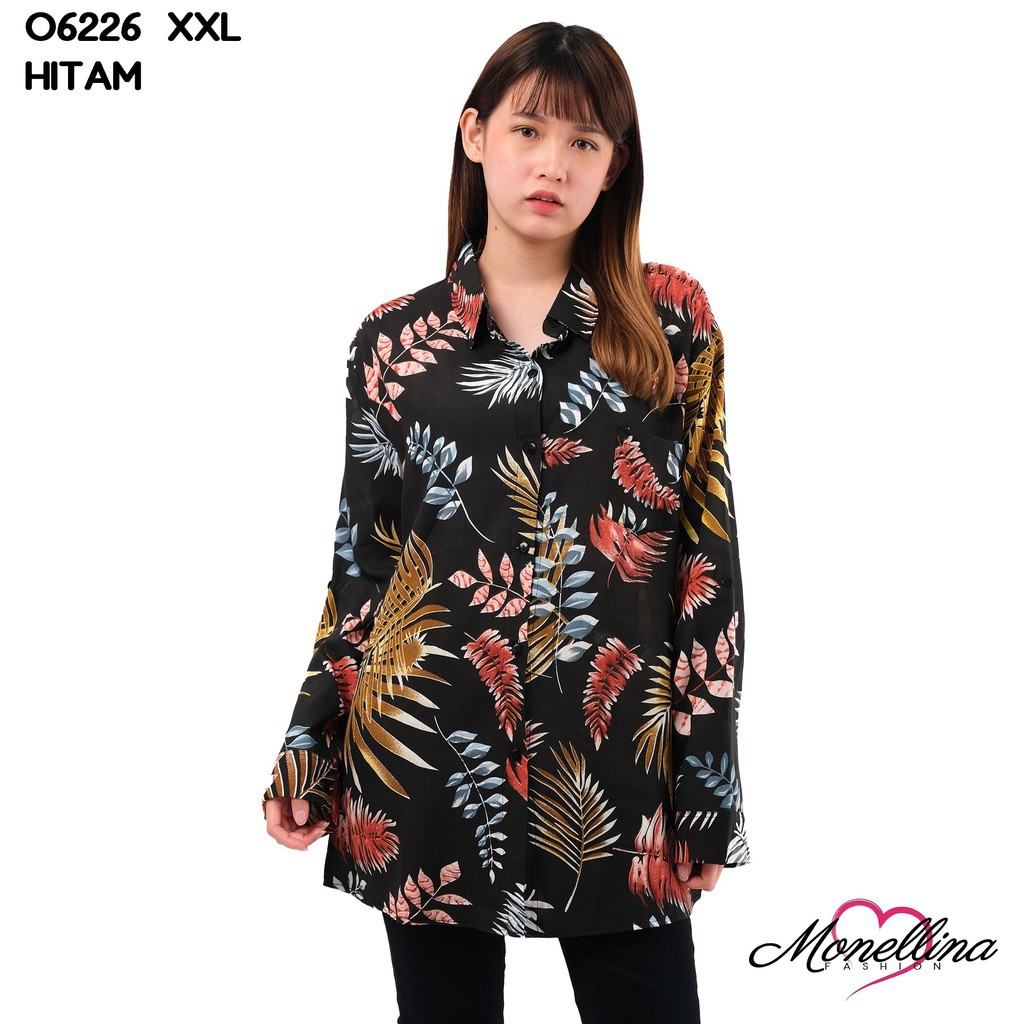 YUGANA - 06226 Baju Kemeja Wanita Cewek Terbaru Korea Atasan Kemeja XXL Jumbo Murah Wanita Kekinian