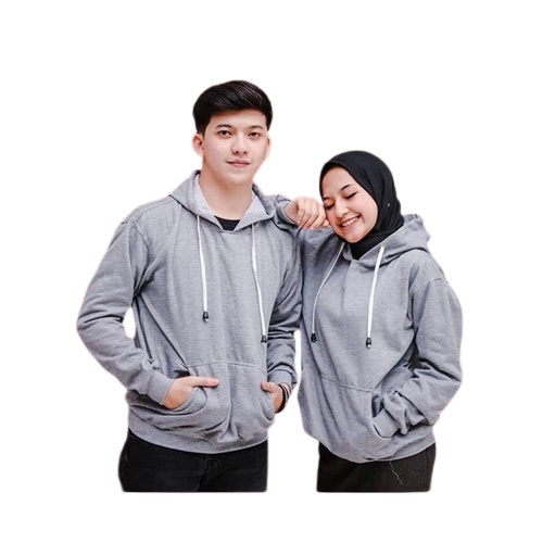 JAKET HOODIE NATURAL POLOS UNISEX ABU MUDA [SATUAN]