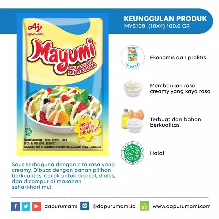 MAYUMI SAUS CREAMMY SERBAGUNA SACHET 100 GR MAYONAISE ORIGINAL