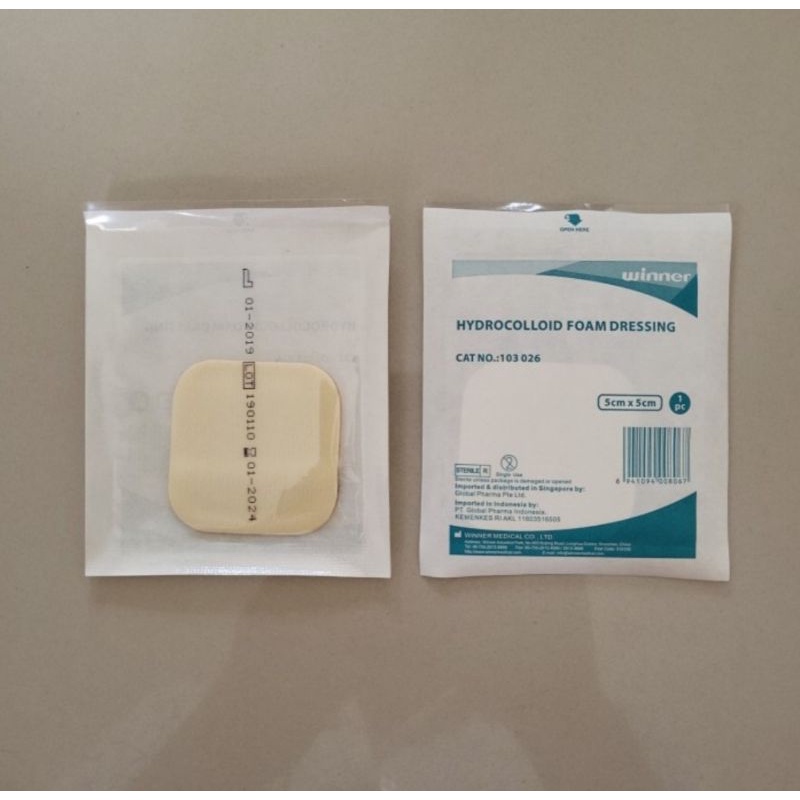 Hydrocolloid Foam Dressing 5x5 plester penyerap luka basah Decubitus
