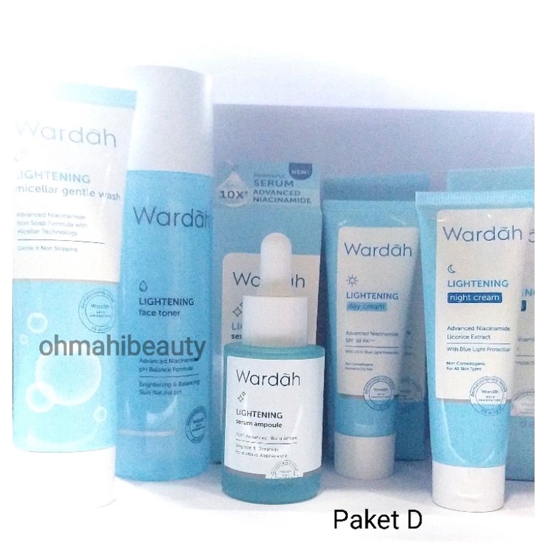 Wardah Paket Lightening Series - Paket Hemat (6pcs) (5pcs) (3pcs) - Skincare Wardah - Paket Wardah Lightening Series-Paket D Normal Skin