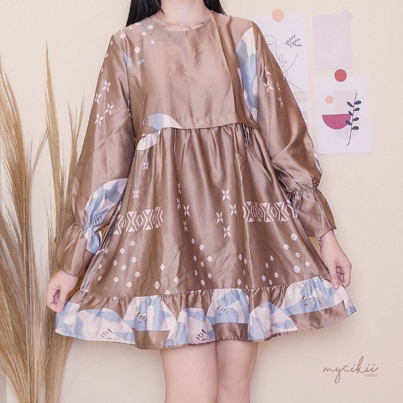 MyCikii Baby Doll Kawaii Dress / dress mini lolita import / dress flare lengan panjang