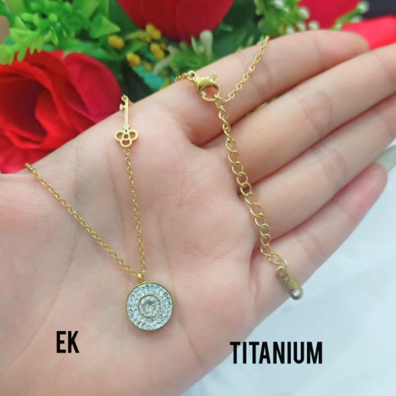 *COD* Kalung Wanita TITANIUM permata zircon motif brand, TIDAK LUNTUR, TIDAK BERKARAT