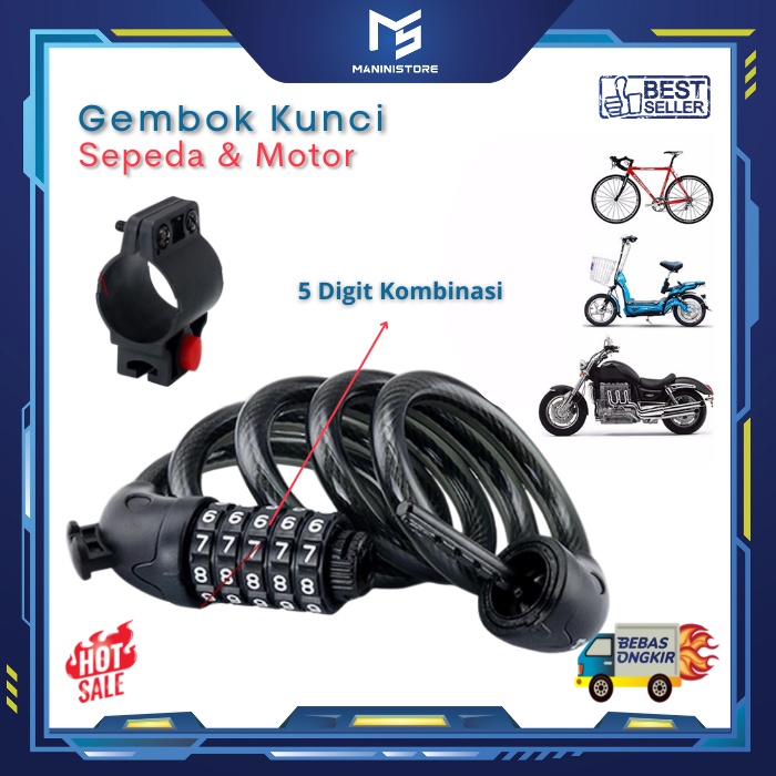 Kunci Gembok Motor Helm Sepeda Listrik Anti Maling Kunci Ban Pasword