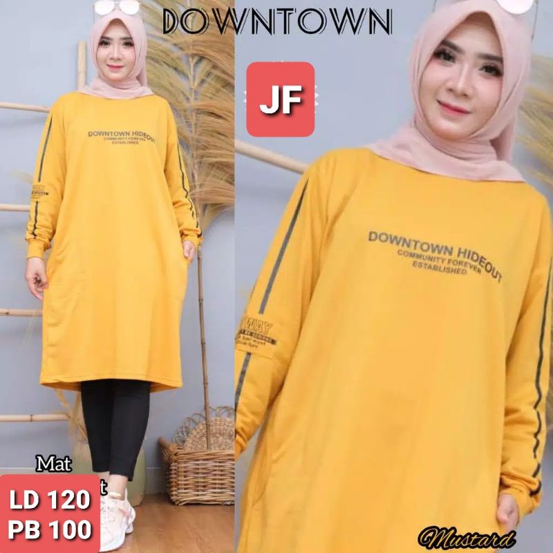 JF Tunik Kaos Wanita Lengan Panjang Jumbo Dewasa Babyterry Terbaru Kekinian Xxl Wanita Muslimah Terbaru DOWNTOWN LD 120 PB 100