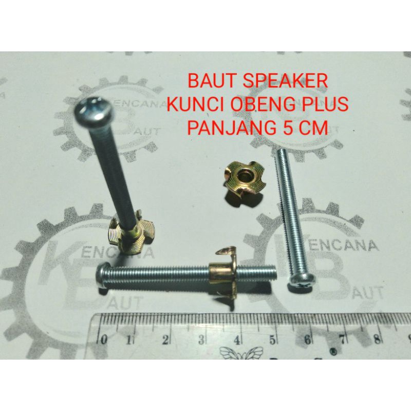 BAUT SPEAKER M5 X 50 KUNCI OBENG PLUS PANJANG 5 CM & MUR CAKAR