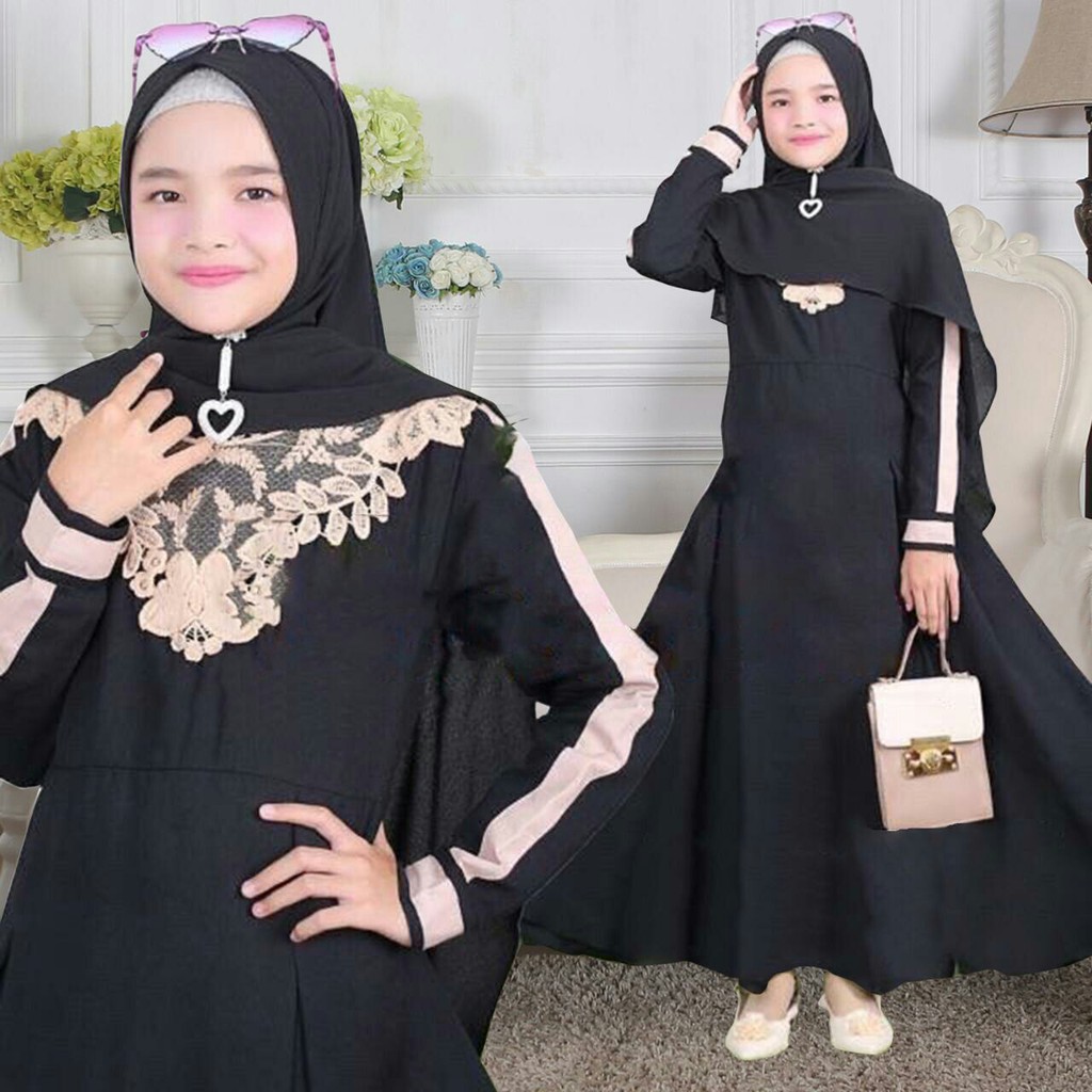 HOPYLOVY - Gamis Anak Perempuan Bordir Bahan Baloteli Alifa Kids