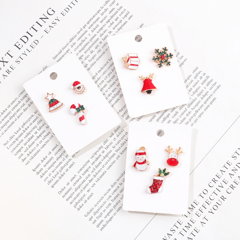 [ 3Pcs/Set Merry Christmas Tree  Socks Elk Brooches  Brooch Pins  for  Party Jewelry Gifts ]