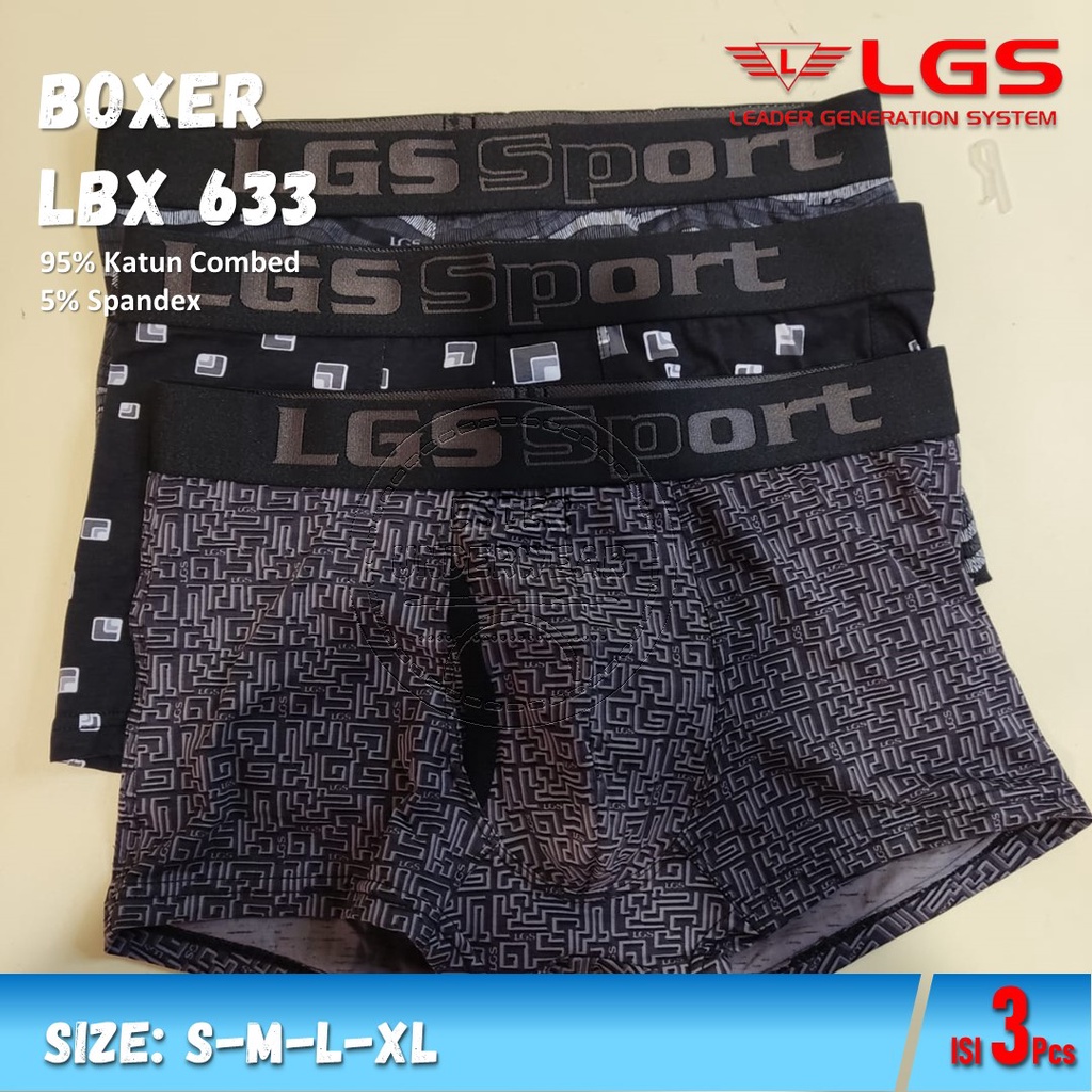 Celana Boxer Pria LGS 633 Isi 3Pcs |Boxer Pria Lgs Sport