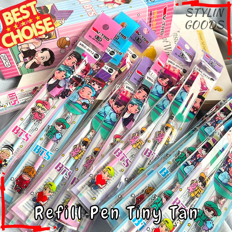 

REFILL PULPEN PENA PEN TINY TAN BTS REFILL PULPEN GEL TINTA HITAM 1 BOX ISI 20 PCS