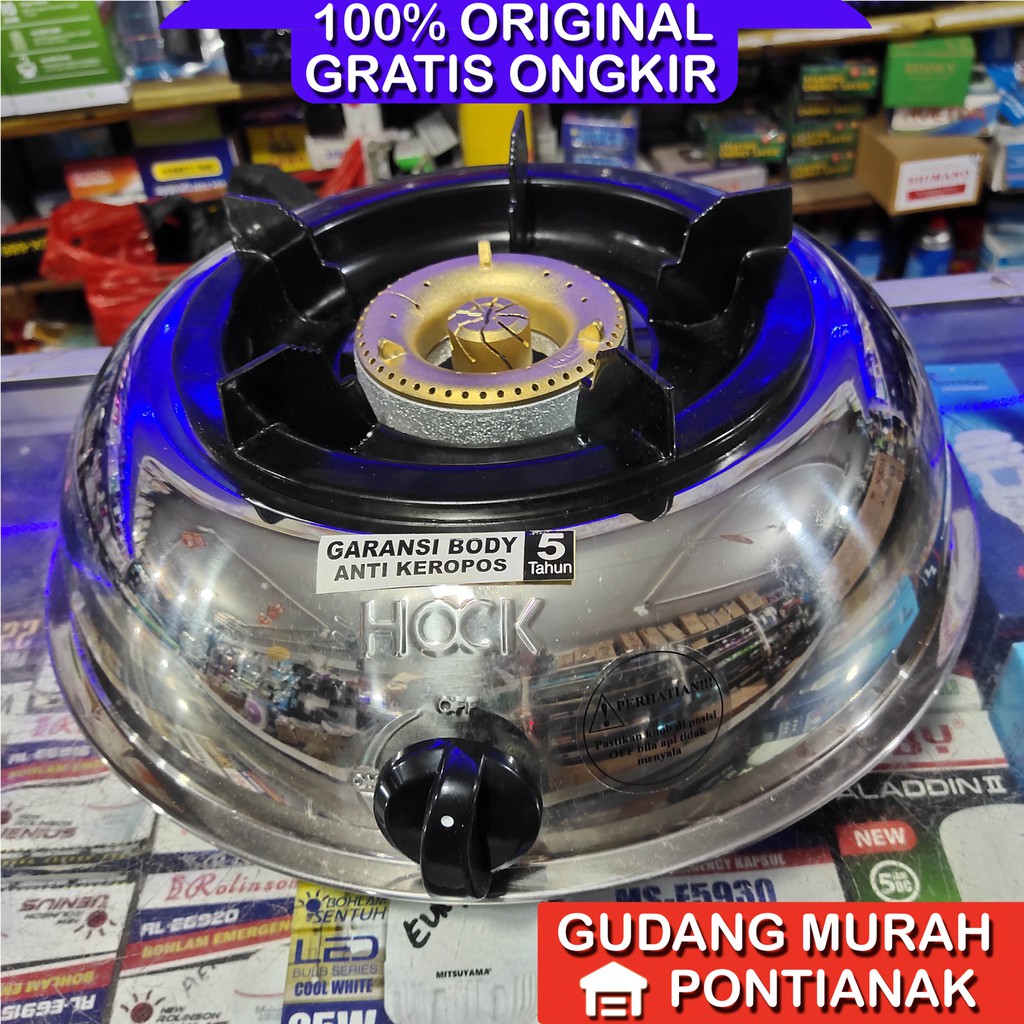 Kompor gas Hock 100 MG Mutiara Gold Deluxe Stainless anti karat tahan berat 100kg kilo stenlis