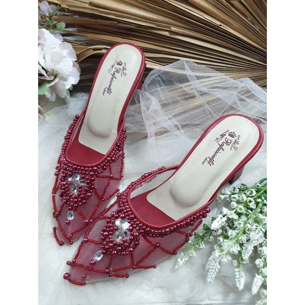 sepatu Yohana merahmaroon Tnpa lace 7cm tahu