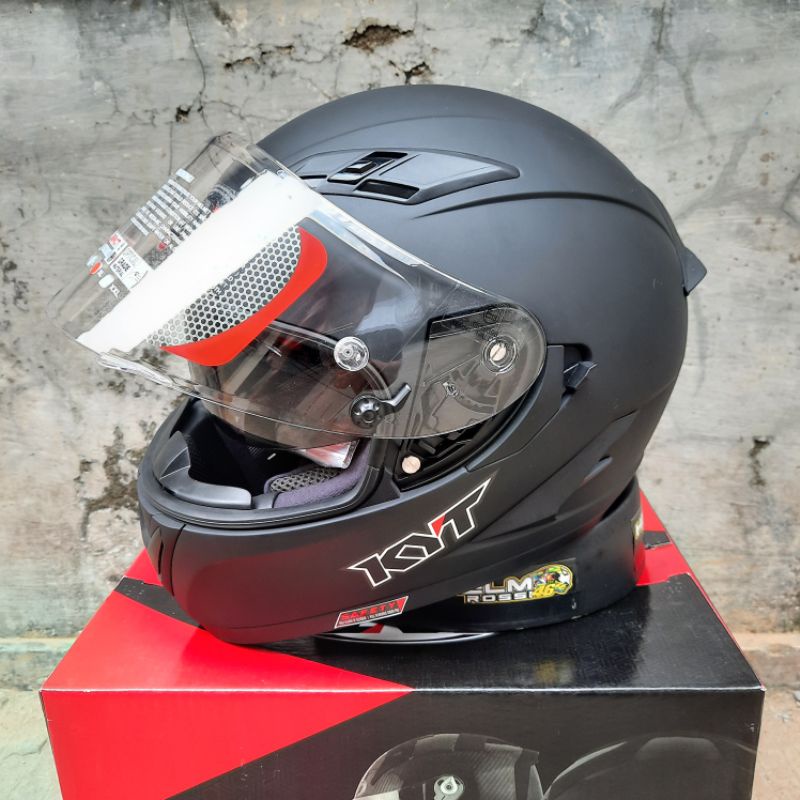 KYT FALCON FR 2 SOLID Hitam doff Visor FLAT ORIGINAL Double Visor