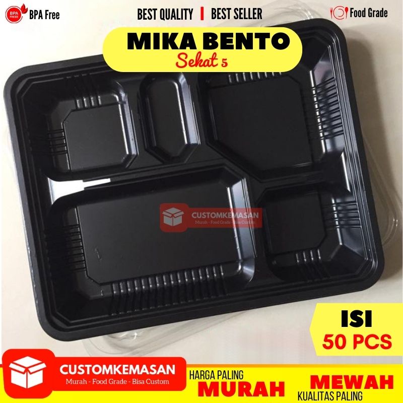 Mika Bento / Tray Bento / Mika Bento 5 sekat / Mika Plastik Bento / Kotak Makan / Bento Box