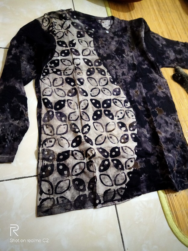 Kaos Batik Abstrak Kombinasi Cap Lengan Panajng || Kawung || Mega Mendung || Seno