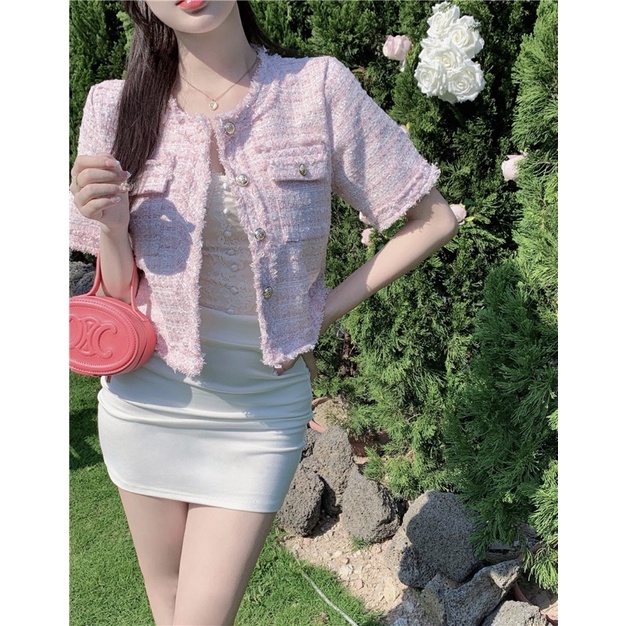TWEED OUTER TOP WOMAN  ATASAN CARDIGAN WANITA ELEGANT MX992