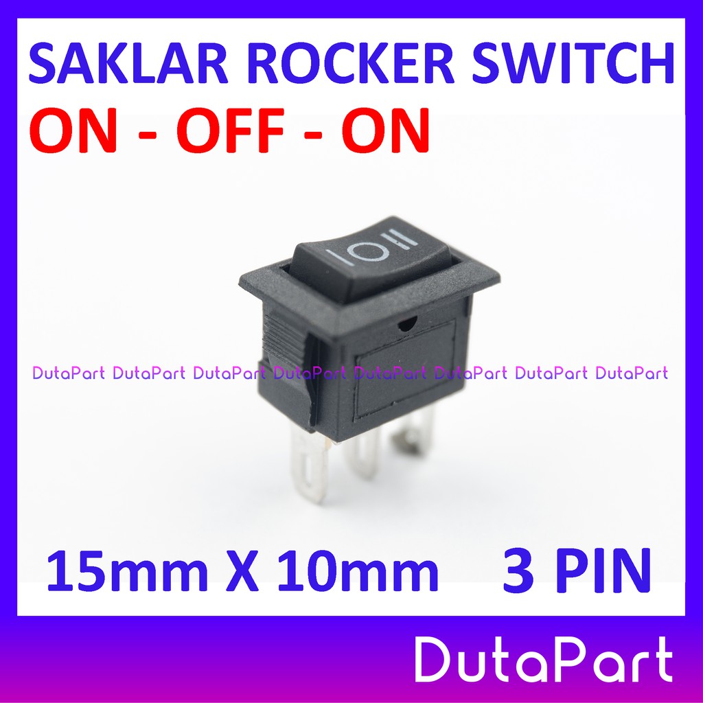 Saklar Power Rocker Switch ON OFF ON 15mm x 10mm 3 PIN Kaki 3A250VAC