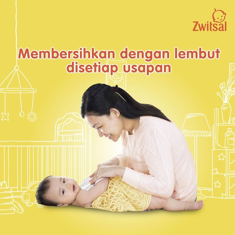 Zwitsal Baby Wipes Rich Honey 2x40Sheets - Zwitsal Tisu Basah Beli1Gratis1 - Zwitsal Tissue Basah