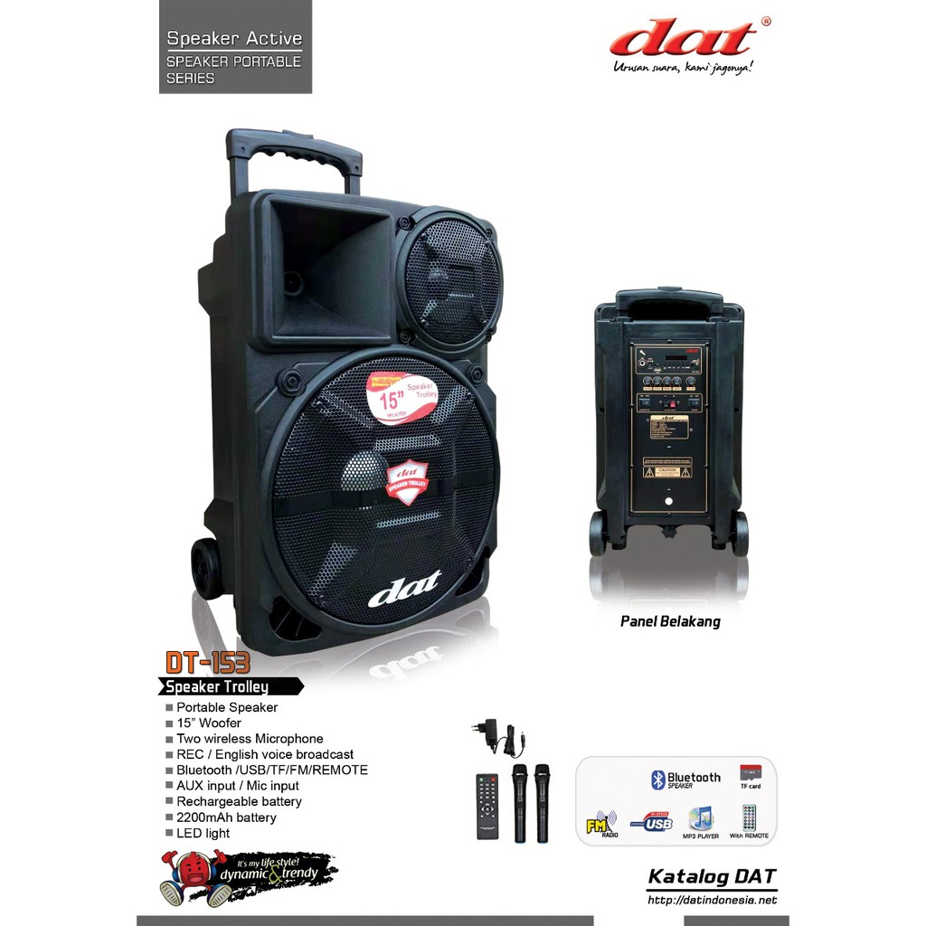 Speaker Portable 15 Inch DAT DT 153