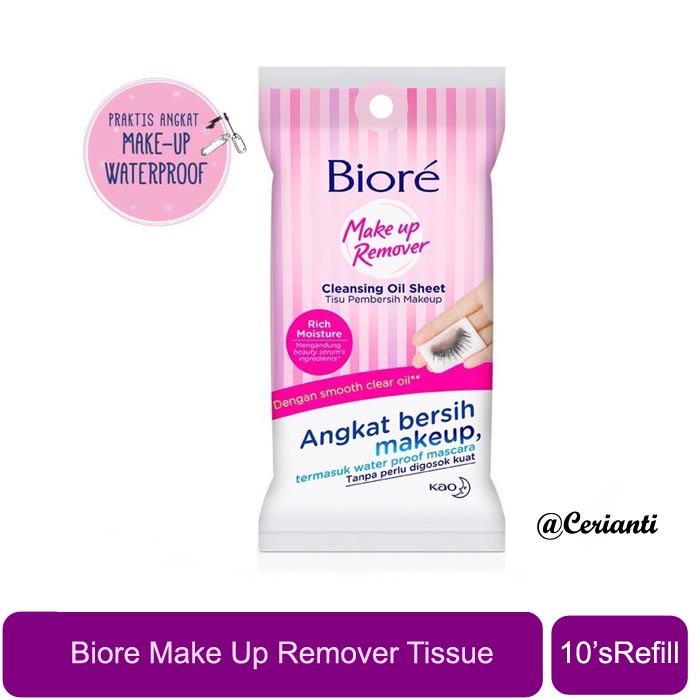 [AMPUH BUAT MAKE UP WATERPROOF] [10LEMBAR] [BPOM] Biore Make Up Remover Cleansing Oil Sheet 10's | Pembersih Make Up_Cerianti