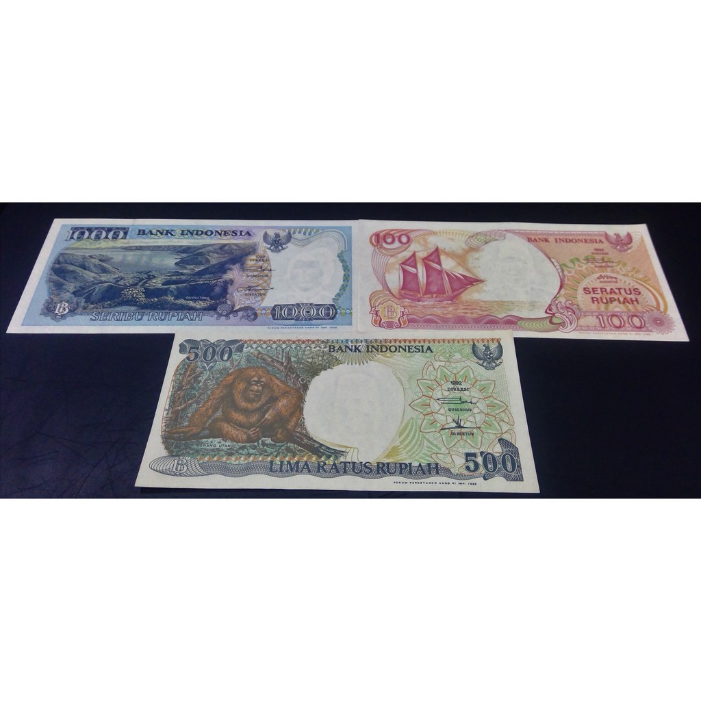 Paket Uang Mahar Indonesia 100, 500 dan 1000 Tahun 1990an UNC