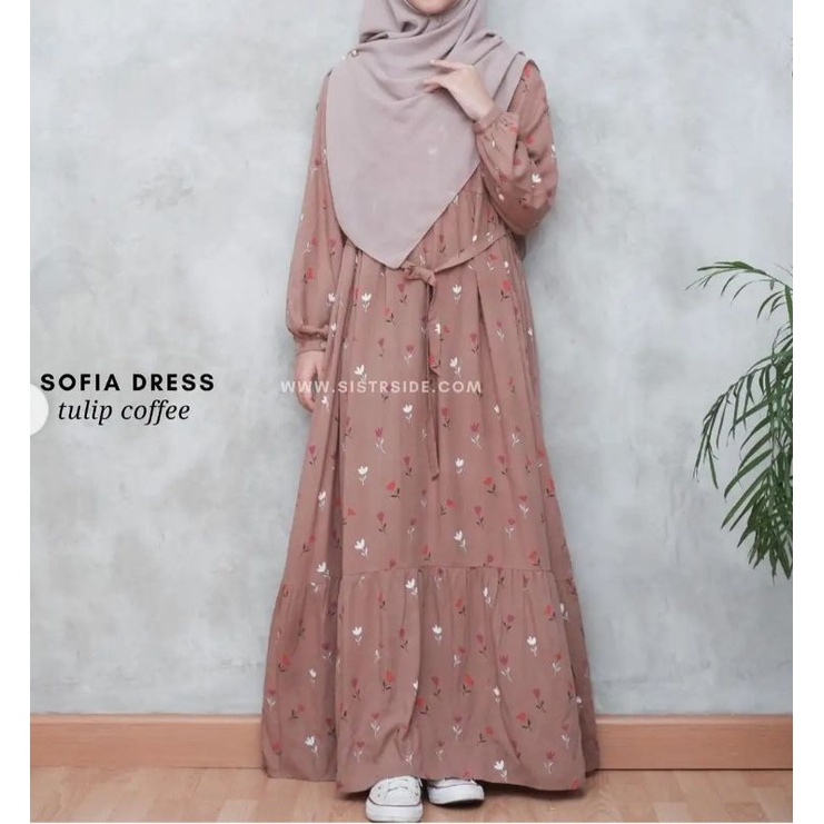 Sofia Dress Tulip Coffee Size M Sistrside