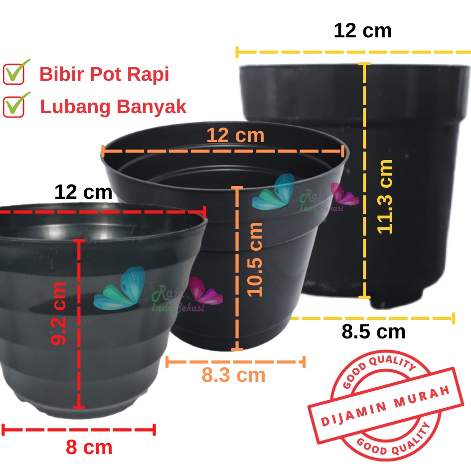 Pot 12 Cm Hitam Polos - Pot 12 Hitam Kecil Mini Minimalis Plastik Kaktus Sukulen Mini Murah Pot Bibit Pembibitan