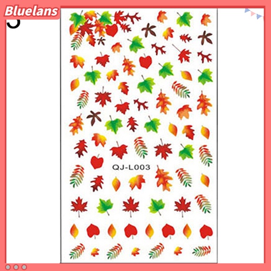 Bluelans Stiker Nail Art Manicure Desain Daun Maple Bunga Butterfly