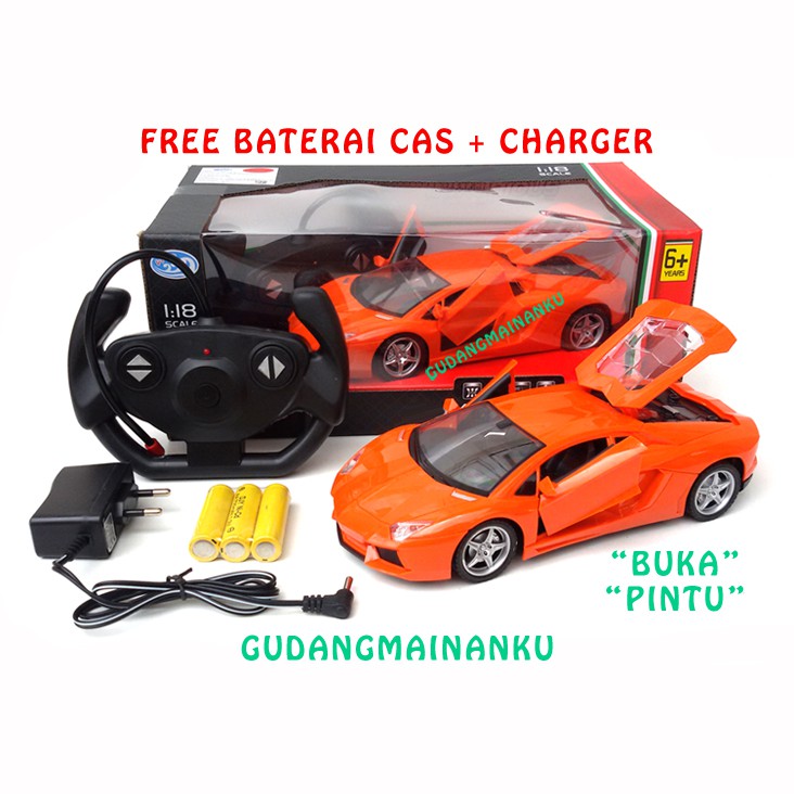 Mobil RC Remote Control Lamborghini Aventador Free Baterai Cas + Charger
