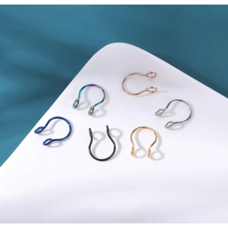 Anting Nose Fake Septum Model Jepit Stainless Steel 5 Color