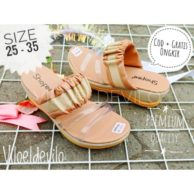 Sandal Anak Perempuan Wedges Size 26 - 35 (WEDGES SELOP ANAK)