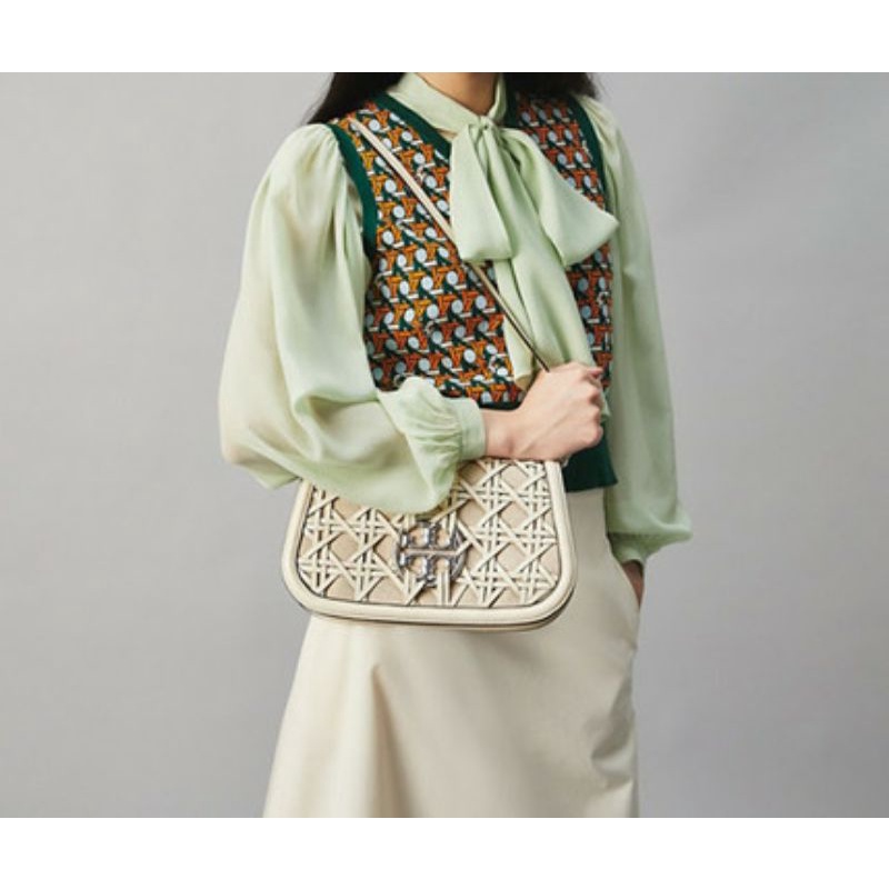 Tory Burch 81976 Miller Basket Weave Convertible Shoulder Bag