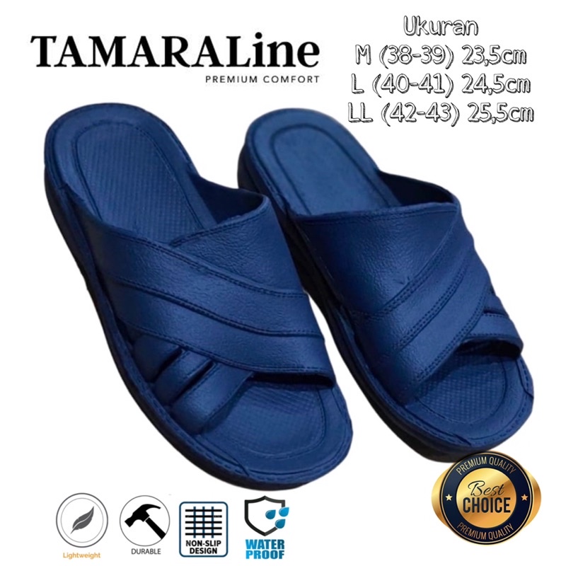 Sandal Selop Slide Slip on Karet Pria Dewasa / Remaja - TAMARALINE 53 / Bahan Premium Lentur Empuk Ringan Kuat Anti Slip Anti Air Model Sandal Casual Santai Rumah Hotel Outdoor Kamar Mandi Murah Original